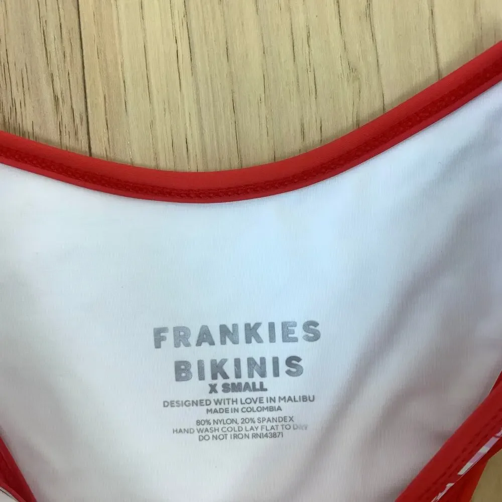 Frankies Bikinis Dove Classic Floral Bikini Swimsuit Bottom Red Rover Size XS